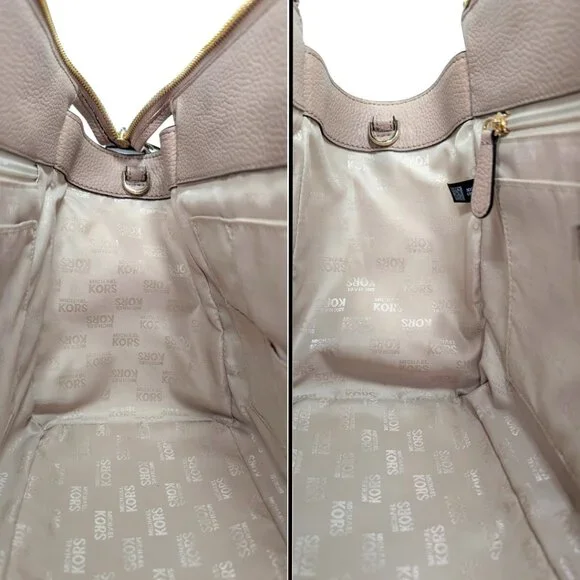 Michael Kors Vanna Pebbled Leather 2-Way Dusty Pink Satchel - Picture 8 of 9